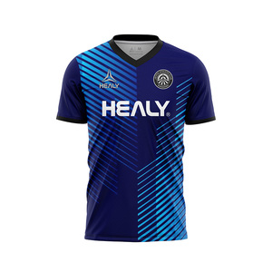 HEALY Dry Fit Polyester Sublimatie T-shirts Fabrikant Op Maat Voetbal V-hals T-shirts Heren - Product Image 3
