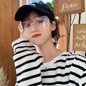 Oversized Black Rimmed Glasses Irregular Mirror Memory Plastic Full <b>Frame</b> Blue Light Protection For Women Korean Style - Product Image 4