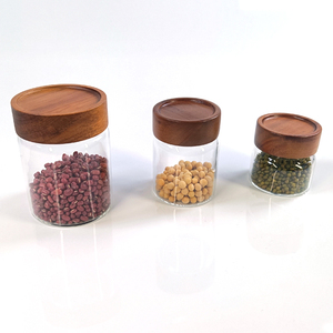 WDF OEM Frascos de vidrio con tapa Envases de vidrio Boîte en verre pot de vidro pot hermetico en verre avec couvercle en bois - Product Image 4