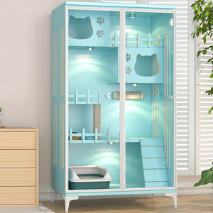 Casas de mascotas de madera maciza, muebles, Jaula de madera para gatos, segura, transpirable, multicapa, Villa de lujo para gatos de interior, muebles <span class=keywords><strong>Manu</strong></span> - Product Image 5