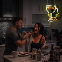 Enseigne néon personnalisée en forme de verre à vin pour propriétaires de bars et pubs, avec lumière LED USB à intensité variable pour la décoration de bars et de pubs