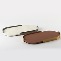 Bandeja Decorativa de Lujo para el Hogar, Bandeja Resistente para Alimentos, de Metal y Cuero, para Hoteles y Bodas, Venta de Fábrica