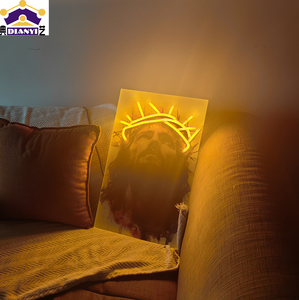 Tableau mural en <span class=keywords><strong>toile</strong></span> avec impressions de croix de Jésus et de la Bible, affiche spirituelle chrétienne, peinture murale de prière pour bureau avec lumière LED - Product Image 4