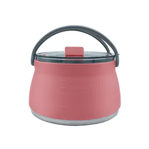 Benutzer definierte bunte gemalte Outdoor-Silikon zusammen klappbare Camping Pink Tee kessel