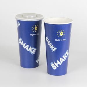 Vasos de Papel Ecológicos para Bebidas Frías, Batidos, Té con Leche, Desechables, Reciclables, con Logotipo Personalizado al por Mayor, con Tapas - Product Image 1