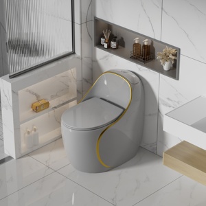 <span class=keywords><strong>WC</strong></span> en céramique de luxe moderne en forme d'œuf, coloré, à économie d'eau, monobloc, avec siphon en S et en P, pour projets résidentiels et hôteliers - Product Image 3