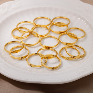 Fashion Simple Stainless Steel Aesthetic Thin <strong>Thumb</strong> Stacking Alphabet Initial A-Z 26 Letter <strong>Rings</strong> for <strong>Women</strong> Jewelry Gift - Product Image 2