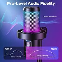Micrófono de Condensador USB OEM de Alta Gama para PC, Teléfono, Streaming, Grabación, Reducción de Ruido, Micrófono Cardioide con Iluminación RGB