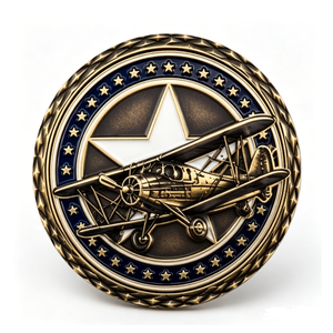 Pièce de monnaie en laiton plaqué or, thème patriotisme, avec gaufrage d'avion, impression émail dur, jeton d'art de collection - Product Image 2