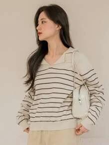 Suéteres de diseñador de lana para mujer, suéteres de manga raglán a rayas Dazy de otoño e invierno 2022 - Product Image 5