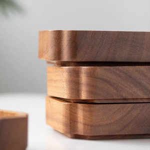 Walnut Wood Square <b>Tray</b> 1 Compartment Unfinished Standing Type For Candy And Nut <b>Storage</b> Living Room Decoration - Product Image 4