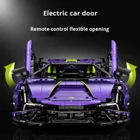 GULY Comet Purple Star Sky Lambo Voiture de sport électroplaquée en blocs de construction, jouet DIY, cabriolet électrique pour garçons, difficulté élevée