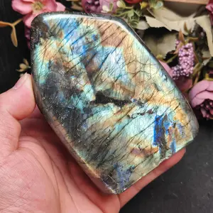 Cheap Wholesale Natural Blue Flash Healing Gemstone Crystal Polished Light Labradorite Stones