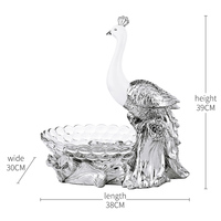 Décoration d'intérieur, figurines de paon écologiques avec des bols à bonbons et à fruits en verre