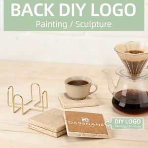 Travertine <b>Marble</b> Drinks Natural Set Bar Drink Coffee Cup Coasters for Kitchen Tabletop Office - Product Image 4