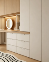Ensemble de meubles de chambre XINGRUO : Armoire intégrée avec coiffeuse et meuble de maquillage pour la maison