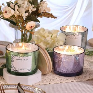 Frascos de velas de vidrio moteado púrpura de 16oz para hacer velas, recipientes para contener velas de cera DIY - Product Image 4