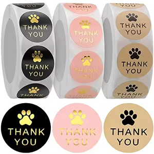 Daily Cute Paw Thank You <b>Stickers</b> Seal Labels Gold Foil Gift Packaging <b>Stickers</b> Stationery Decor - Product Image 1
