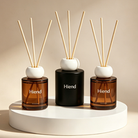 Bouteille en verre cylindrique noire à base épaisse pour diffuseur de parfum, 50ml, 100ml, 150ml, 180ml, récipient vide pour huiles parfumées et bâtonnets en rotin
