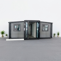 Maison conteneur en acier haute résistance, design pliable à double aile, installation rapide, forme carrée contemporaine pour bureau à domicile, bar à domicile