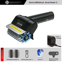 Brosse de nettoyage électrique sans fil rechargeable en acier inoxydable avec poignée ABS pour barbecue extérieur