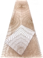 Tissu en dentelle brodée perlée couleur or champagne 100% polyester, luxueux et élégant pour robes de mariée