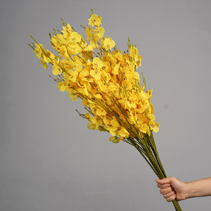 Fleur Artificielle Orchidée Dansante Jaune 3 Branches 5 Branches Plante Entière Décoration Intérieure Bouquet Fleur Artificielle Ornement - Product Image 1
