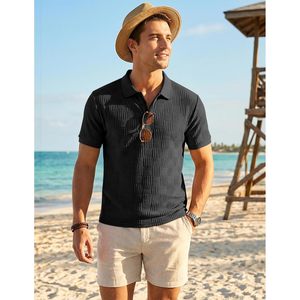 Camiseta Polo de Punto Texturizado para Hombre FOXA, Manga Corta, Transpirable, Elástica, para Golf - Product Image 5