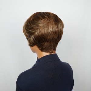 วิกผมทรงพิกซี่คัท ทำจากผมแท้สำหรับผู้หญิง วิกผมทรงพิกซี่คัทแบบสั้นเป็นชั้นๆ พร้อมหน้าม้า น้ำหนักเบา ไม่ต้องใช้กาว ผลิตด้วยเครื่องจักรทั้งหัว วิกผมสั้น - Product Image 4