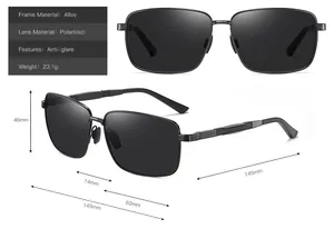 Gafas de Sol Cuadradas <span class=keywords><strong>SKYWAY</strong></span> de Alta Calidad con Montura de Metal Polarizadas para Hombre para Conducción Nocturna - Product Image 3