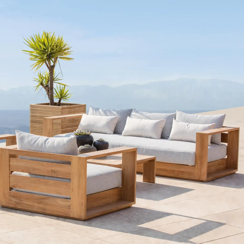 Высококачественный набор мебели из тикового дерева для патио, новые высококачественные садовые диваны под заказ
