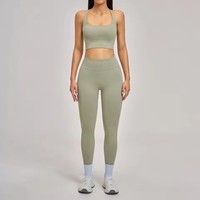 Set pakaian kebugaran 2 potong, setelan pakaian olahraga wanita, pakaian lari, pakaian Yoga berkobar, Set Legging celana panjang