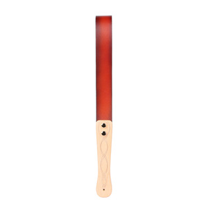 Leather Paddle Wooden Handle Red Cowhide Spanking <b>Tool</b> For Adult Use Unisex SM Discipline <b>Toy</b> - Product Image 5