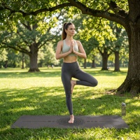 Tapete de Yoga Premium de 0.5cm de Grosor, Alta Calidad, de Caucho Natural, Ecológico, Antideslizante, Sin Olor, Fácil de Transportar, Ligero
