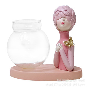 Hydroponic Girl Plant Decor Glass Vase With <b>Rabbit</b> Figurine Indoor Desktop Ornament For Girls Eco Friendly <b>Gift</b> - Product Image 5