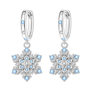 Pendientes de copo de nieve azules de latón blanco, nuevos y populares, precio de fábrica al por mayor, regalo de aniversario para mujer - Product Image 1