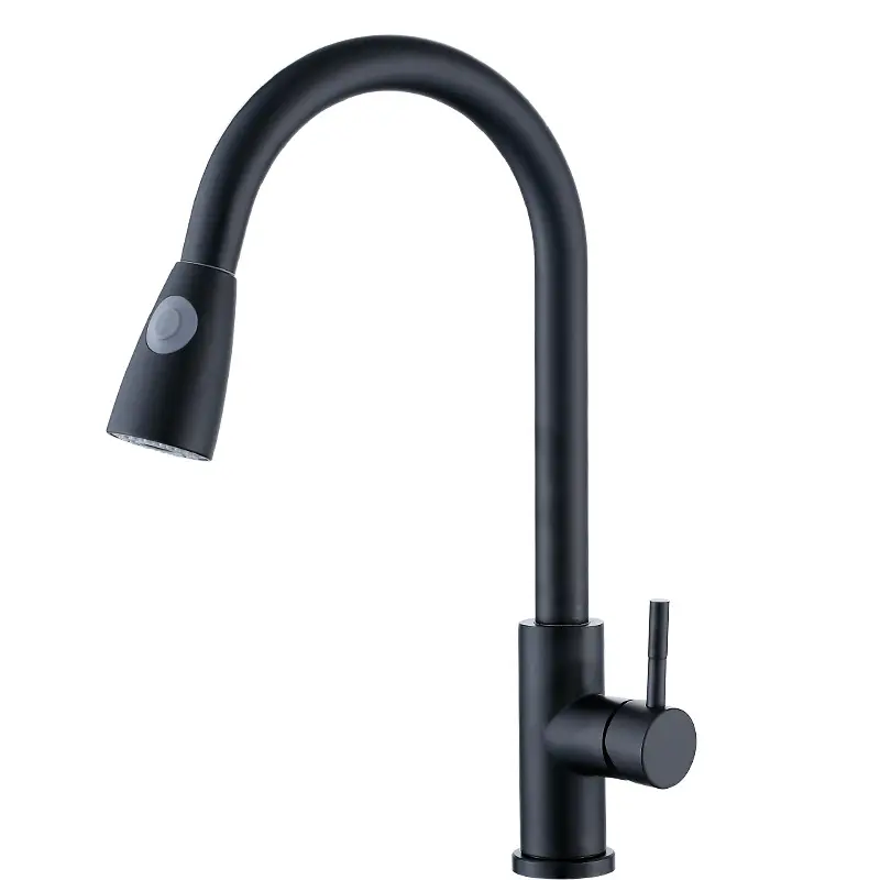 304 stainless steel matte black kitchen sink pull-out kitchen sink faucet