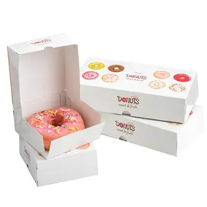 Custom Pink Donut Box Gift Box Packaging Cardboard Take Away Food Lunch Box For Pastry Bakery