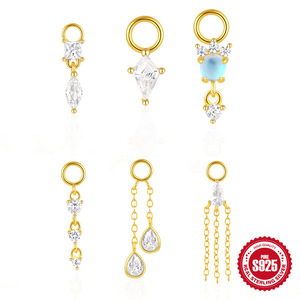 S925 argento Sterling europeo e americano zircone quadrato moda quattro diamanti ciondolo tre <span class=keywords><strong>set</strong></span> di orecchini da donna gioielli - Product Image 1