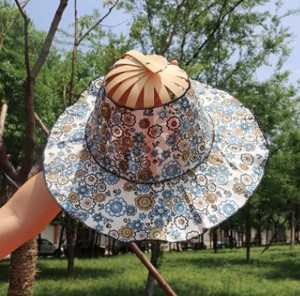 Ready to Ship Eco-Friendly Handmade Bamboo Sun <b>Hat</b> Carved Floral Folding <b>Hat</b> for Outdoor Travel - Product Image 2