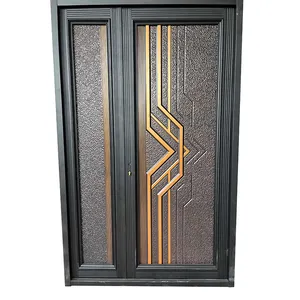 ABYAT Luxury Double Leaf Security Steel Front Door Double Mother And Son Steel Entry Door