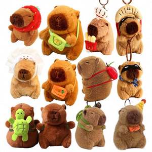 Serie de muñecas pequeñas de Capybara, mochila bonita, anillo de natación, oso bordado, muñeco de peluche, juguete de Animal relleno de malla de algodón PP para niños - Product Image 5