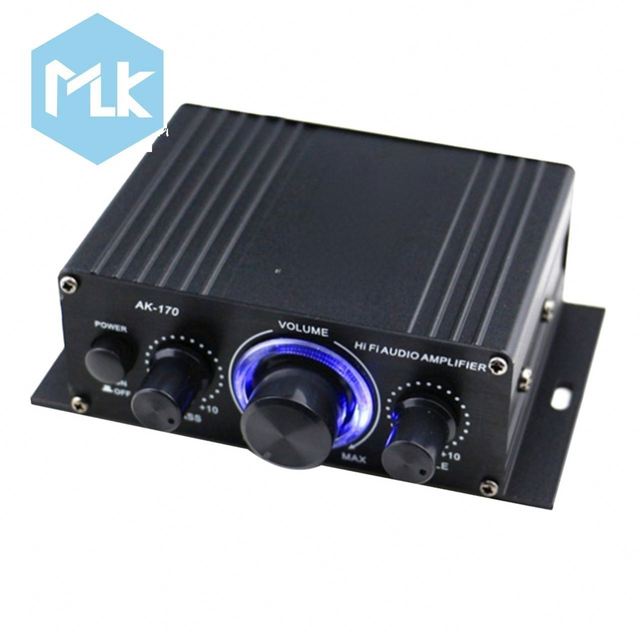 MLK AK-170 Mini Compact Pure Amplifier 2.0 Channel Hi-Fi Stereo Audio Power Amplifier 12V Home Digital Amplifiers 20W+20W