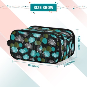 Portable Large Cosmetic <b>Storage</b> Organizer Bag Wild Flower Custom Design Women <b>Toiletry</b> Bag Travel Makeup Bag with Two Zipper - Product Image 3