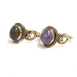 Labradorite naturelle pierre précieuse laiton couleur or bague bijoux ethniques anneaux de mariage pour les femmes cadeau véritable améthyste bague - Product Image 3