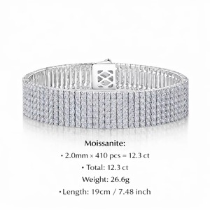 Bracelet tennis de luxe 5 rangs en moissanite, plaqué argent 925 avec <span class=keywords><strong>or</strong></span> blanc, forme carrée glacée 2mm, certifié GRA pour femme - Product Image 4