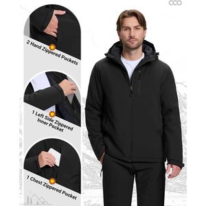 Chaqueta de Invierno con Capucha para Hombre, Ligera, Acolchada, Forrada de Forro Polar, Resistente al Agua y al Viento, para Esquí y Nieve - Product Image 6