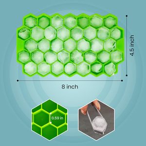 Molde para Cubitos de Hielo de Alta Calidad, 37 Cavidades, Diseño de Panal de Abeja, Bandeja para Cubitos de Hielo Hexagonales con Tapa de Silicona, Libre de BPA - Product Image 2