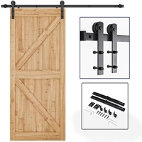 Kit de quincaillerie robuste en acier au carbone pour portes de grange avec amortisseur à fermeture douce, glissement silencieux et fluide pour portes de grange de plusieurs tailles