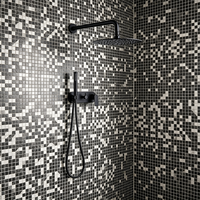 Système de douche encastré noir HONGDEC, pomme de douche ronde à 2 fonctions avec douchette à main, kit de douche mural pour salle de bain